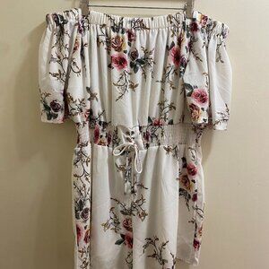 SHEIN White Floral, Off-The-Shoulder Romper